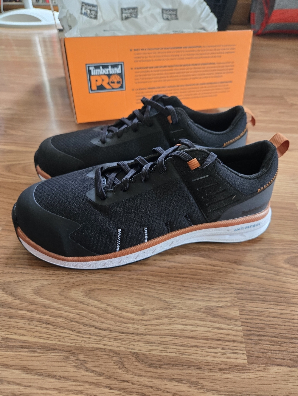Timberland PRO Black and Orange Low-Top Composite Toe Work Sneaker